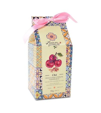 Portugalska herbata rooibos o smaku wiśniowym Piacere Portugal 20 piramidek x 2,5g