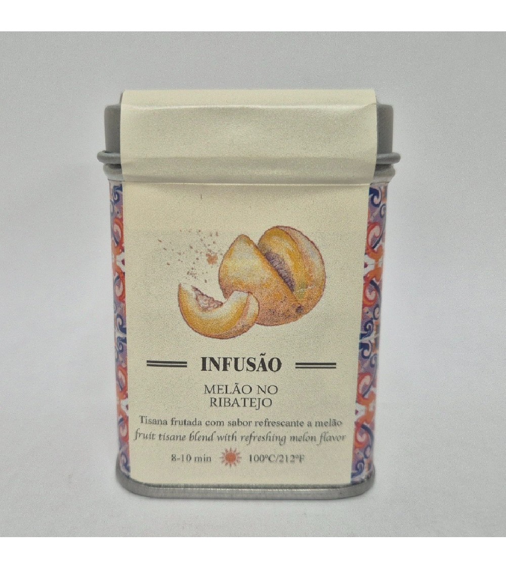 Portugalska owocowa herbata z melonem z Ribatejo Piacere Portugal puszka 30g Portugalska owocowa herbata z melonem z Ribatejo Piacere Portugal puszka 30g
