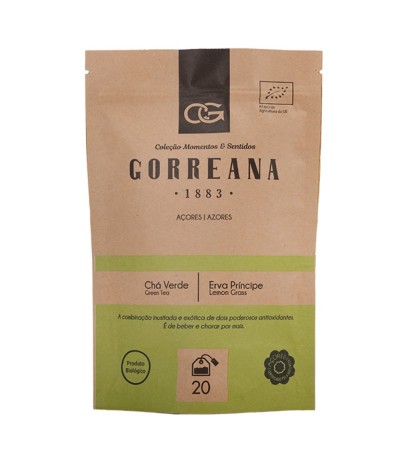 Portugalska zielona herbata z Azorów Gorreana Gourmet & Trawa cytrynowa w torebkach 20 szt. x 2g - 40g